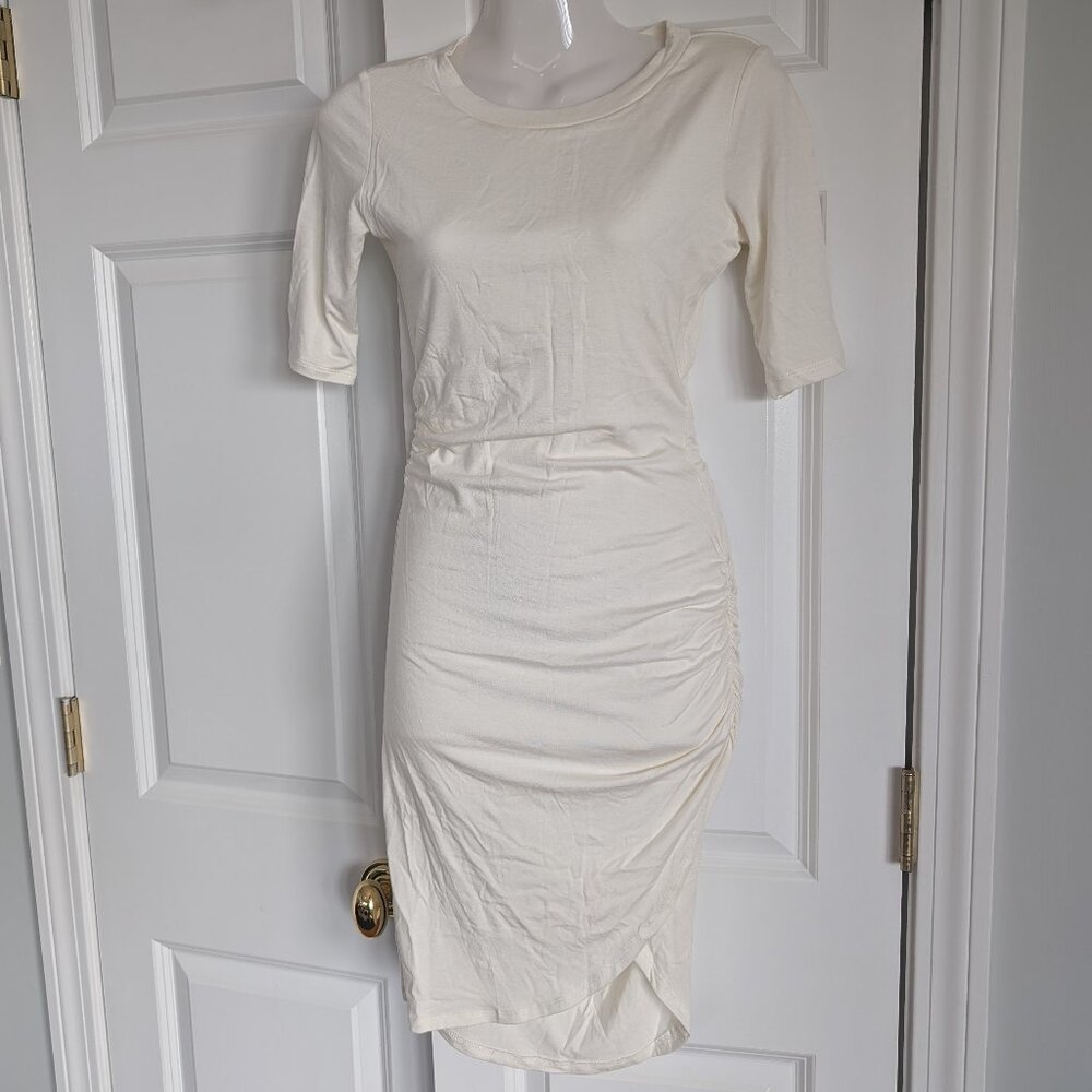 White Rouched Tshirt Mini Dress